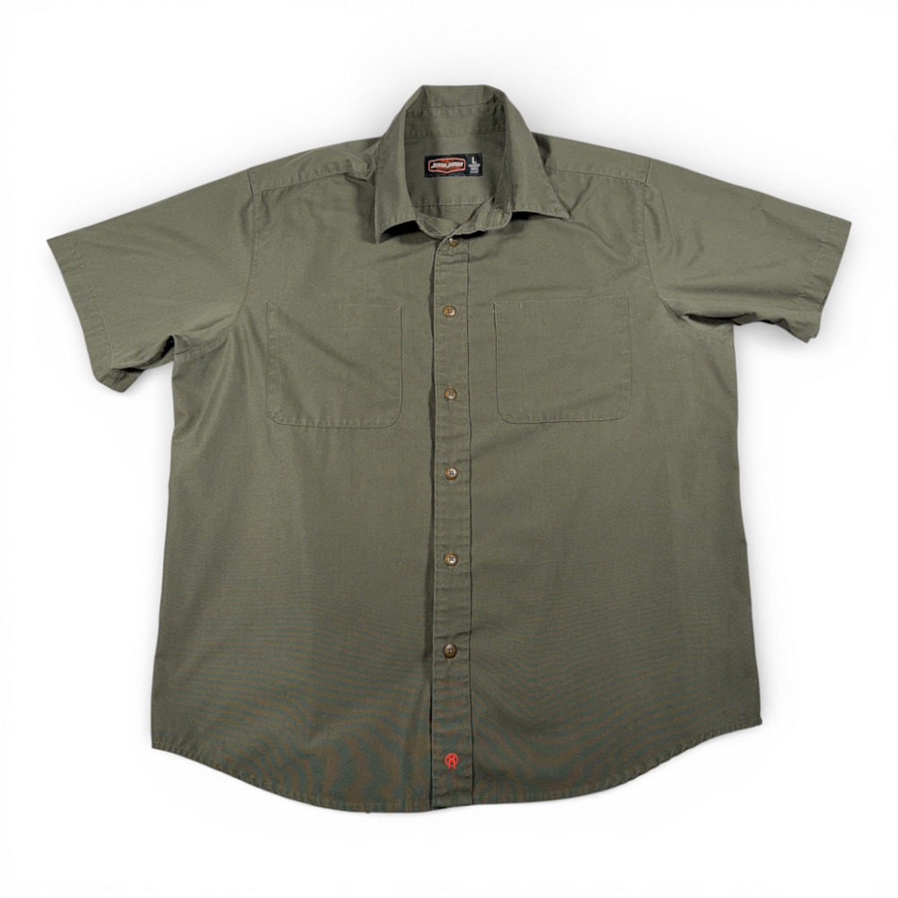 Jesse James Shirt Adult LARGE Green Industrial Workwear Shop Mechanic Button Up